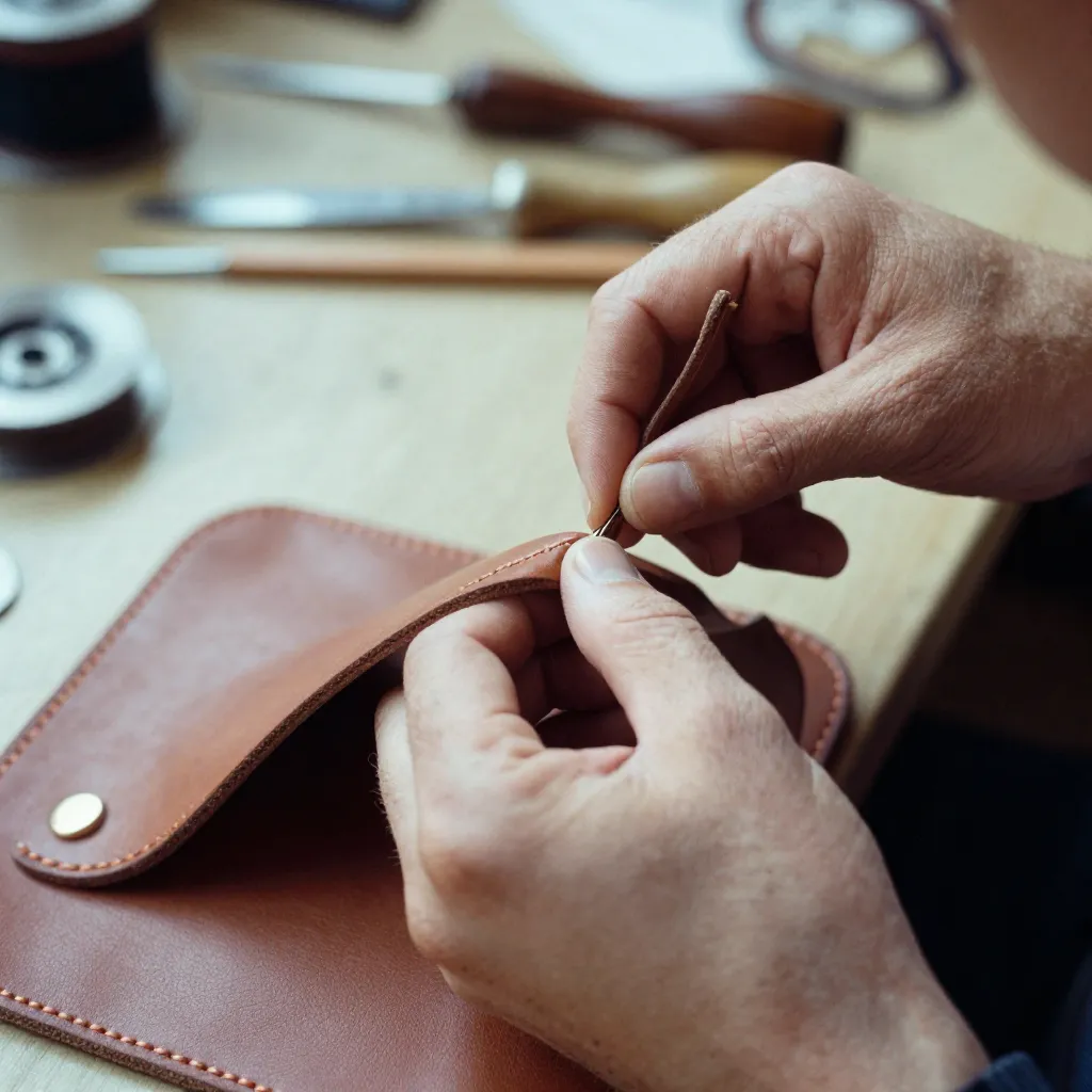 Cartera con iniciales grabadas